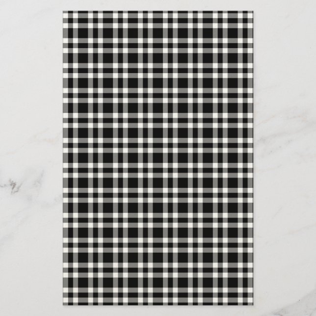 Papelaria Padrão Xadrez Preto Branco (Frente)