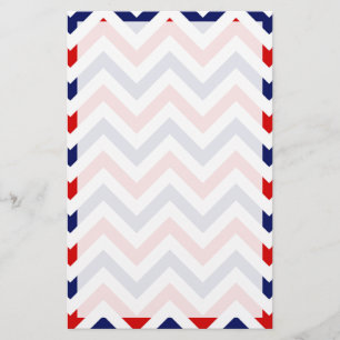 Papelaria Padrão ZigZag Vermelho, Branco, Azul Grande Chevr