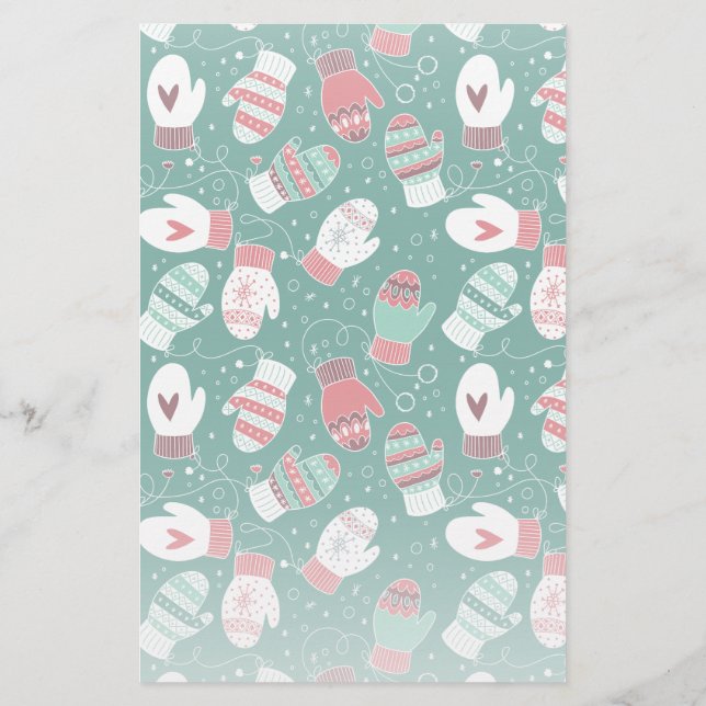 Papelaria Padrões de Mittens de Natal Cozy no inverno (Verso)