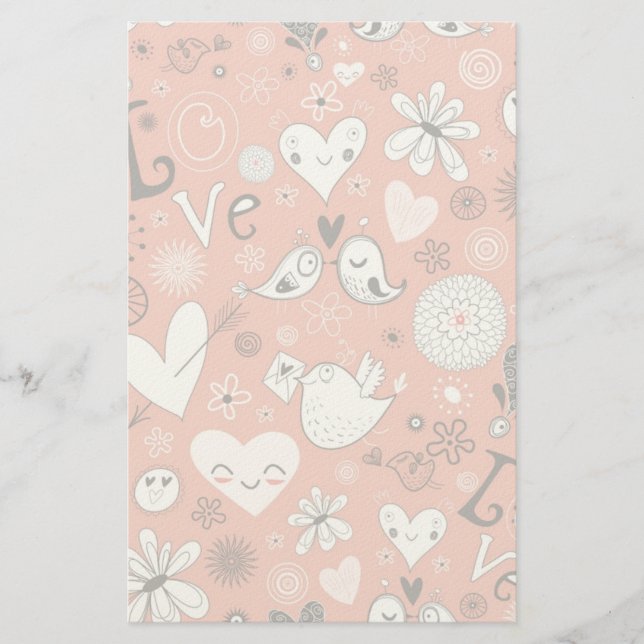 Papelaria Padrões de Pássaros de Amor (Frente)