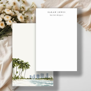 Papelaria Paisagem de Palm de Aquarela de Miami Flórida