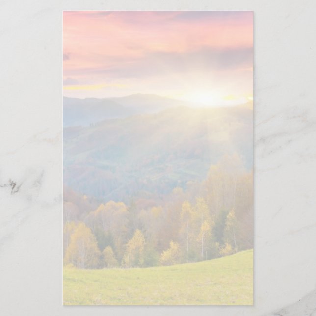 Papelaria Paisagem do outono das montanhas com floresta (Frente)