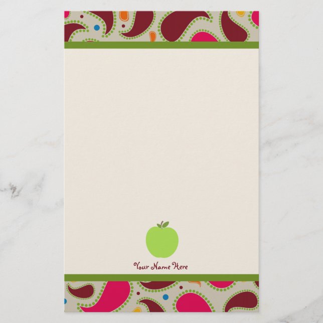 Papelaria Paisley & Apple verde personalizaram o professor (Frente)