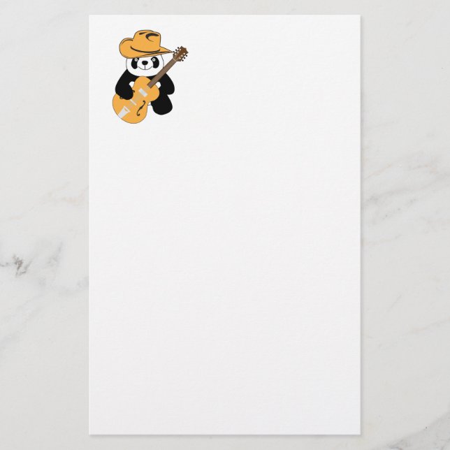 Papelaria Panda engraçada com guitarra (Frente)