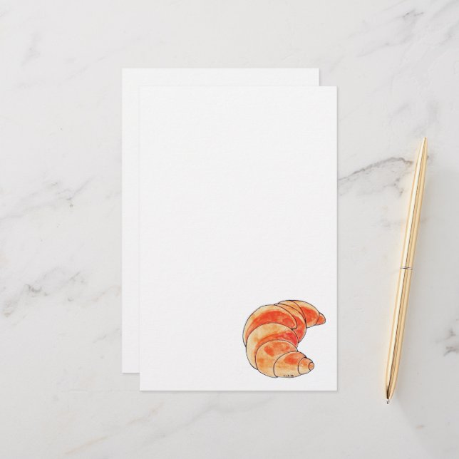 Papelaria pão croissant castanho (Frente/Verso In Situ)