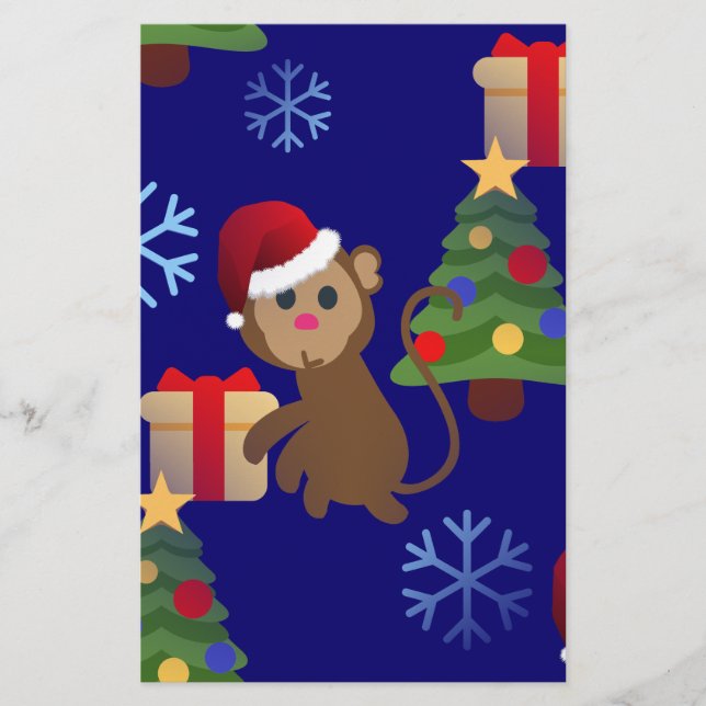 Papelaria papai noel de natal, macaco emoji (Frente)