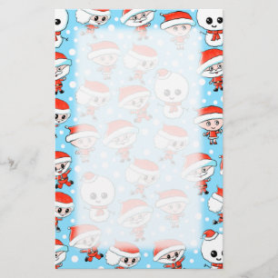 Papelaria Papai noel e boneco de neve do teste padrão do