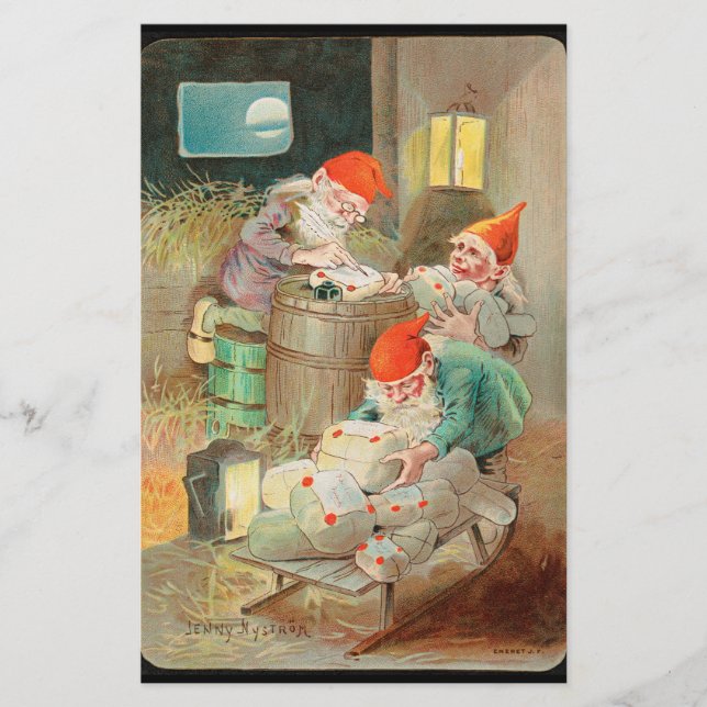 Papelaria Papais noeis de Natal suecos (por Jenny Nyström) (Frente)