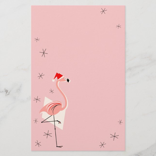 Papelaria Papais noeis Flamingo, papel de carta rosa (Frente)