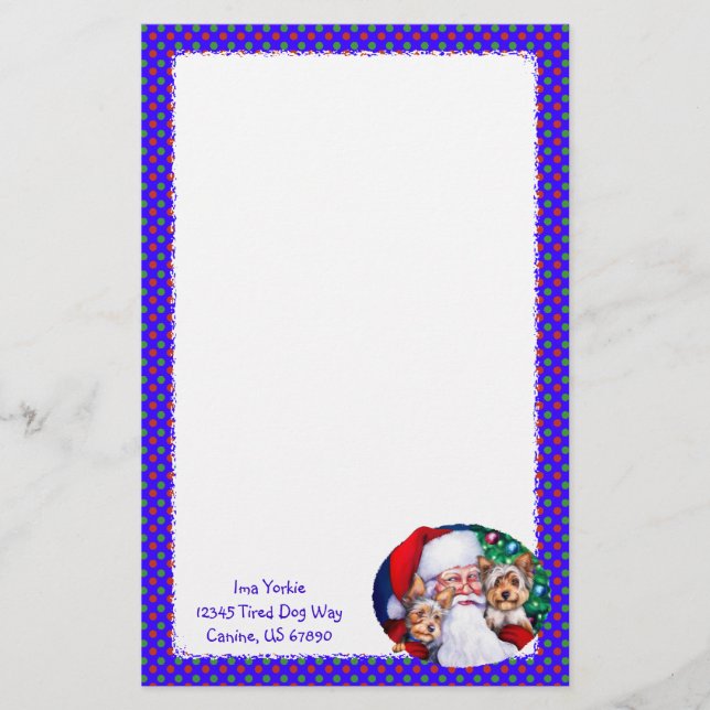 Papelaria Papais noeis Yorkies no Natal (Frente)