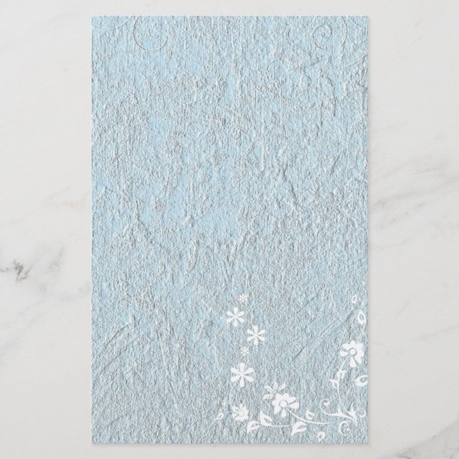 Papelaria Papel Antigo Azul Branco Floral (Frente)