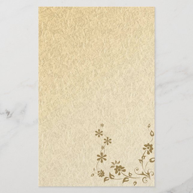 Papelaria Papel Antigo Floral Dourado (Frente)
