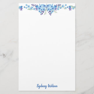 Papelaria Papel azul para notas florais