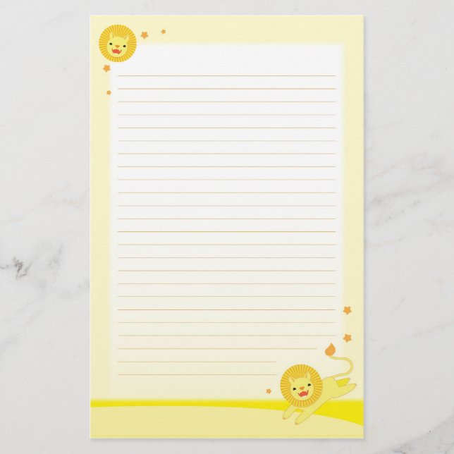 Papelaria Papel bonito do papel de carta do leão do orgulho (Frente)