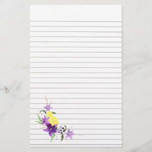 Papelaria Papel das Flores Roxas e Amarelas Inferiores à Es
