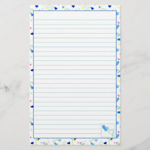 Papelaria Papel de carta alinhado da letra dos corações