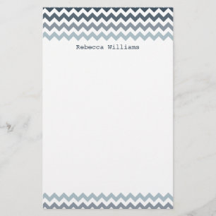 Papelaria Papel de Carta Azul Chevron Zigzags