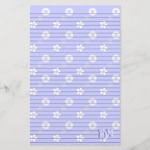 Papelaria Papel de Carta Azul e Branco Floral Monograma