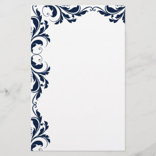 Papelaria Papel de Carta Azul Marinho Chic Damask