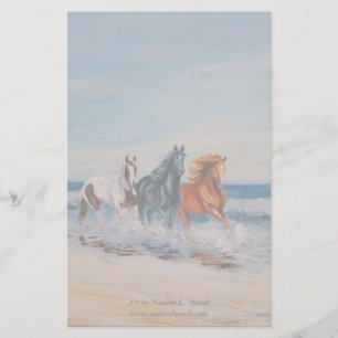 Papelaria Papel de carta, cavalos no surf