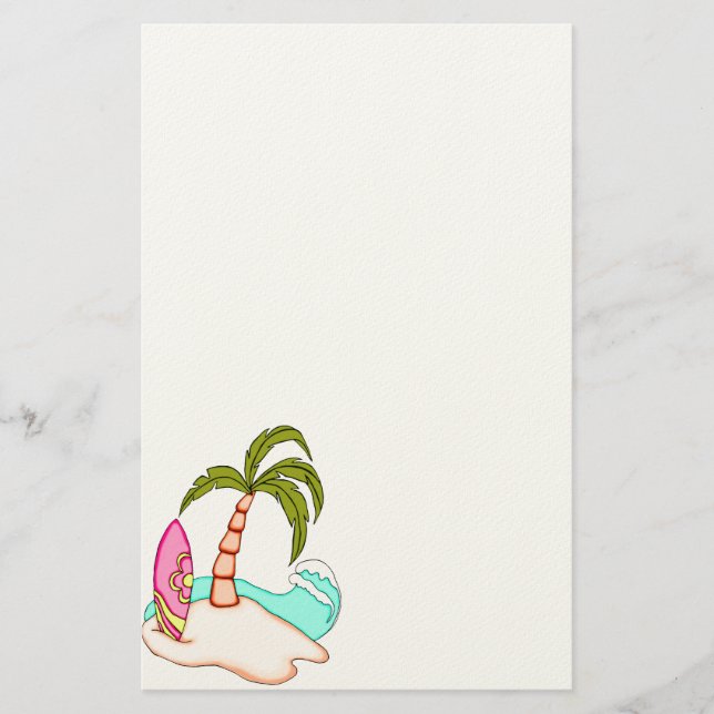 Papelaria Papel de Carta Colorida na Ilha do Surfboard 2 (Frente)