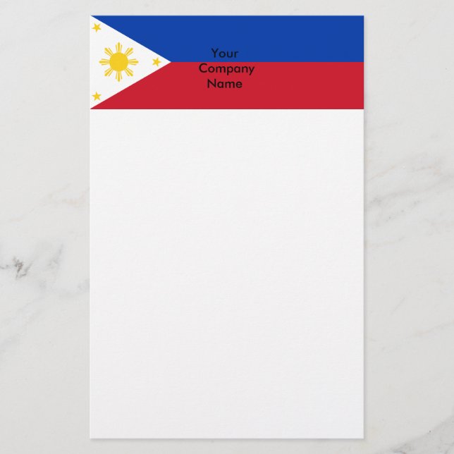 Papelaria Papel de carta com bandeira das Filipinas (Frente)