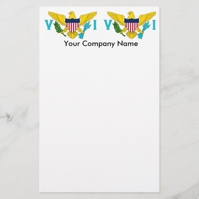 Papelaria Papel de carta com bandeira das Ilhas Virgens, EUA (Frente)