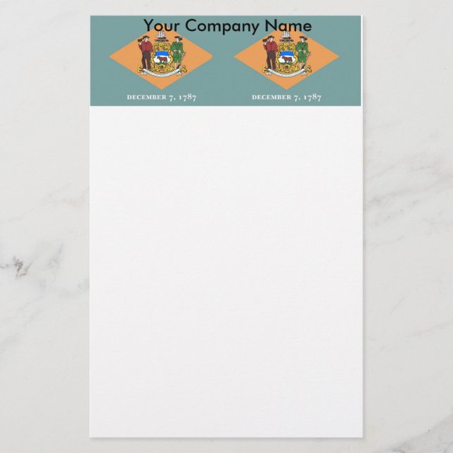 Papelaria Papel de carta com bandeira de Delaware (Frente)