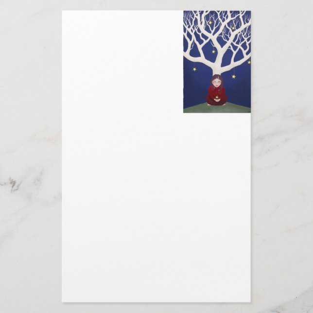 Papelaria papel de carta da árvore da estrela (Frente)