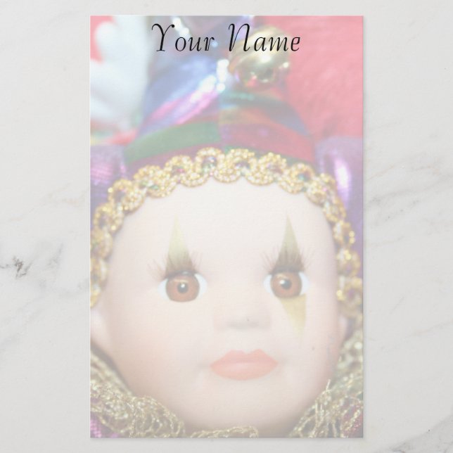 Papelaria Papel de carta da boneca do palhaço do carnaval (Frente)