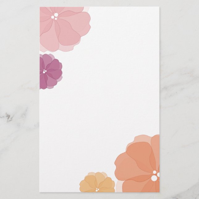 Papelaria Papel de carta das flores de aquarelas (Frente)