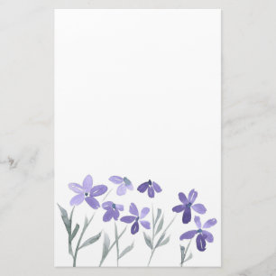 Papelaria Papel de Carta das Flores de Aquarelas Roxas