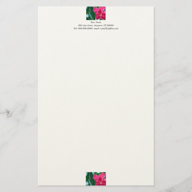 Papelaria Papel de Carta das Flores Rosa (Frente)