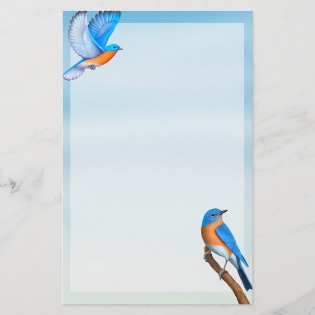 Papelaria Papel de Carta de Arte de Aves Bluebird (Frente)