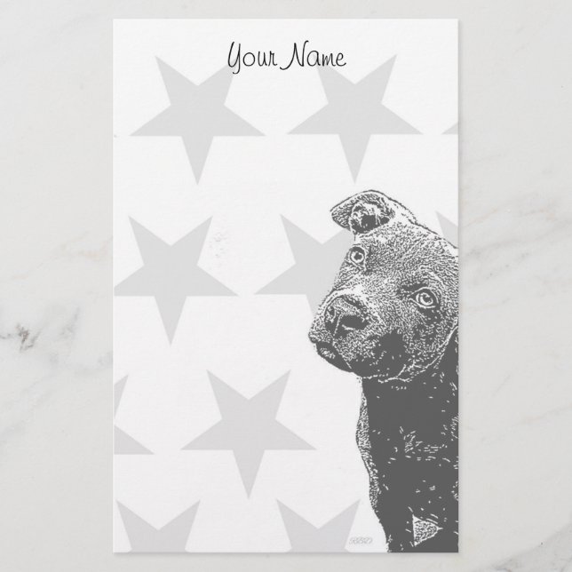 Papelaria papel de carta de cachorrinho Pitbull (Frente)