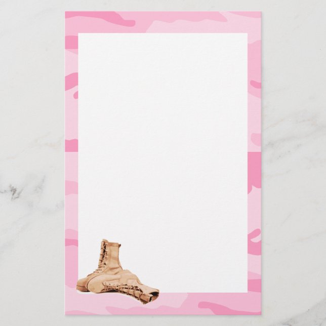 Papelaria Papel de carta de Camo rosa e Combate Boots (Frente)