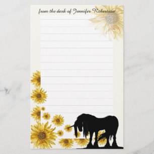 Papelaria Papel de Carta de Daisy Unicorn com linhas