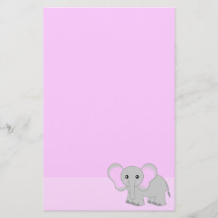 Papelaria Papel de Carta de Elefante Rosa
