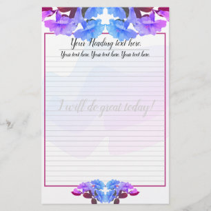 Papelaria Papel de carta de Flores de Trompete Azul Roxo