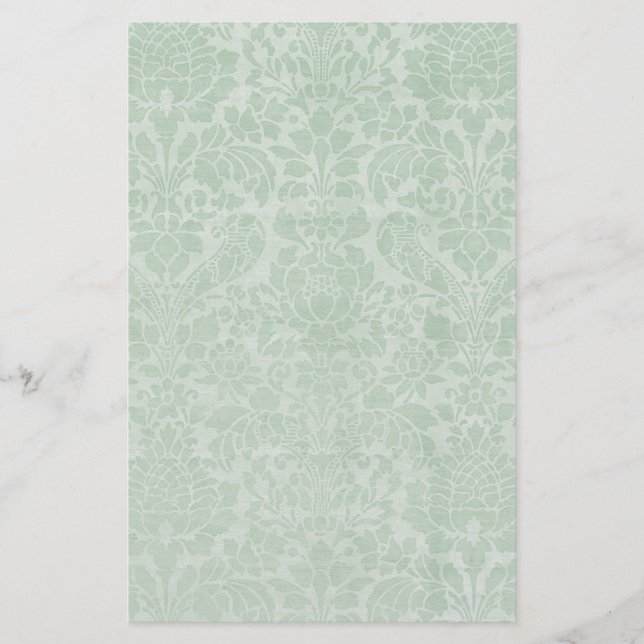 Papelaria Papel de carta de Folhas Extras do Damasco Verde d (Frente)
