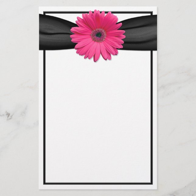 Papelaria Papel de Carta de Gerbera Rosa (Frente)