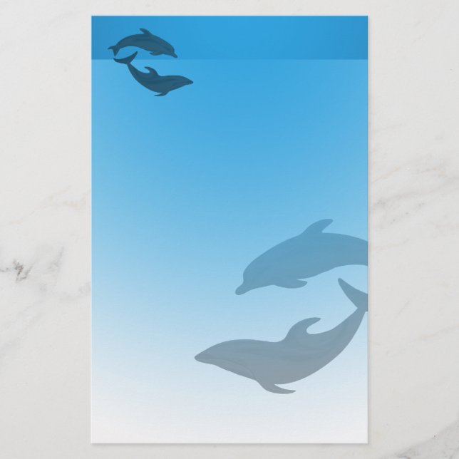 Papelaria Papel de carta de golfinhos azuis do Oceano (Frente)