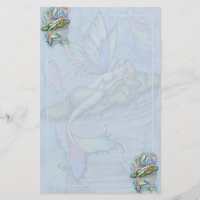 Papelaria Papel de carta de Mermaid Fish por Molly Harrison (Frente)