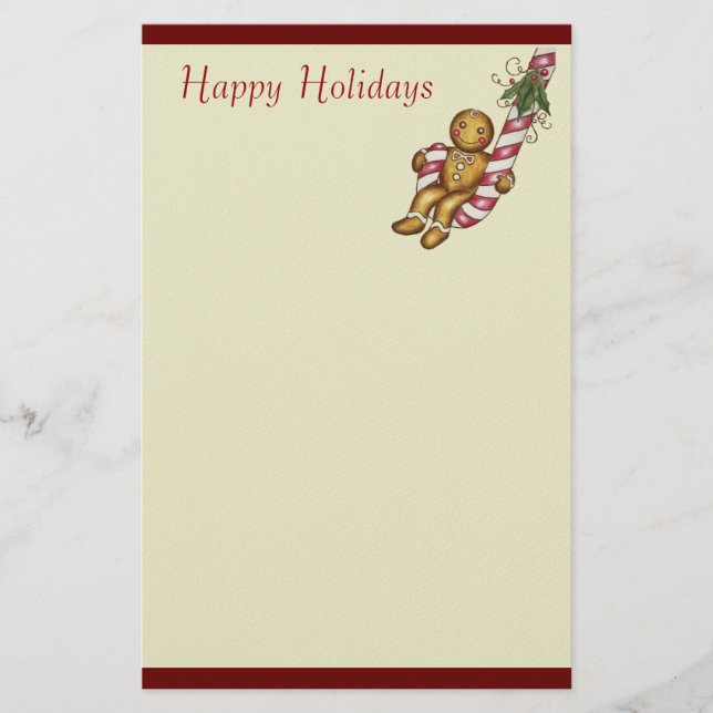 Papelaria Papel de Carta de Natal com Biscoito de Gengibre (Frente)