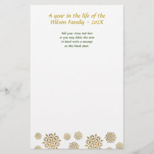 Papelaria Papel de Carta de Natal com Flocos de Neve Dourado