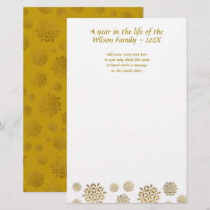 Papelaria Papel de Carta de Natal com Flocos de Neve Dourado