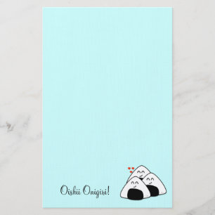 Papelaria Papel de carta de Oishii Onigiri (azul pálido)