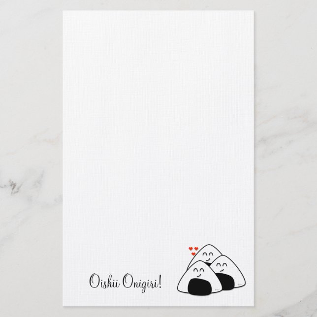 Papelaria Papel de carta de Oishii Onigiri (branco) (Frente)
