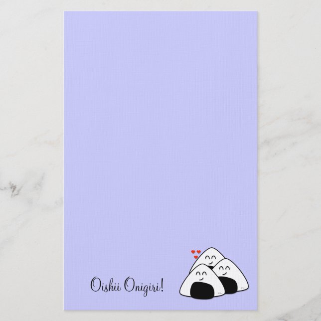 Papelaria Papel de carta de Oishii Onigiri (lavanda) (Frente)