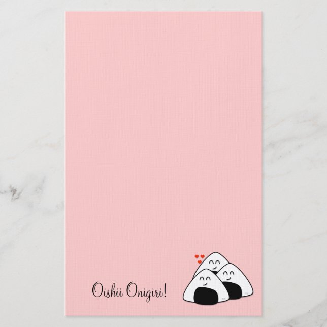 Papelaria Papel de carta de Oishii Onigiri (rosa pálido) (Frente)